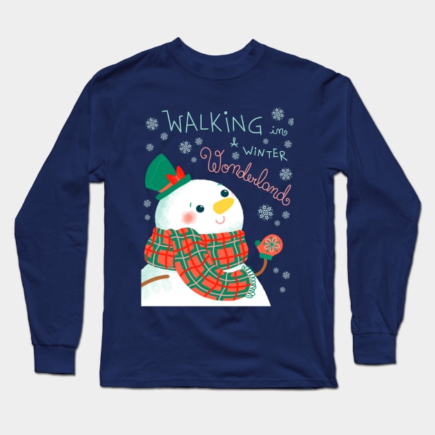 Christmas winter wonderland Long Sleeve T-Shirt by Angela Sbandelli Illustration and Design